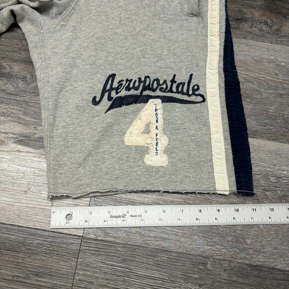 Vintage y2k Aeropostale Shorts 4 Gray Side Striped Mens‎ M Gym Sweat Shorts Logo - Picture 9 of 11